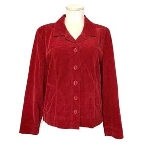 Christopher & Banks Cranberry Stretch Corduroy Blazer Jacket